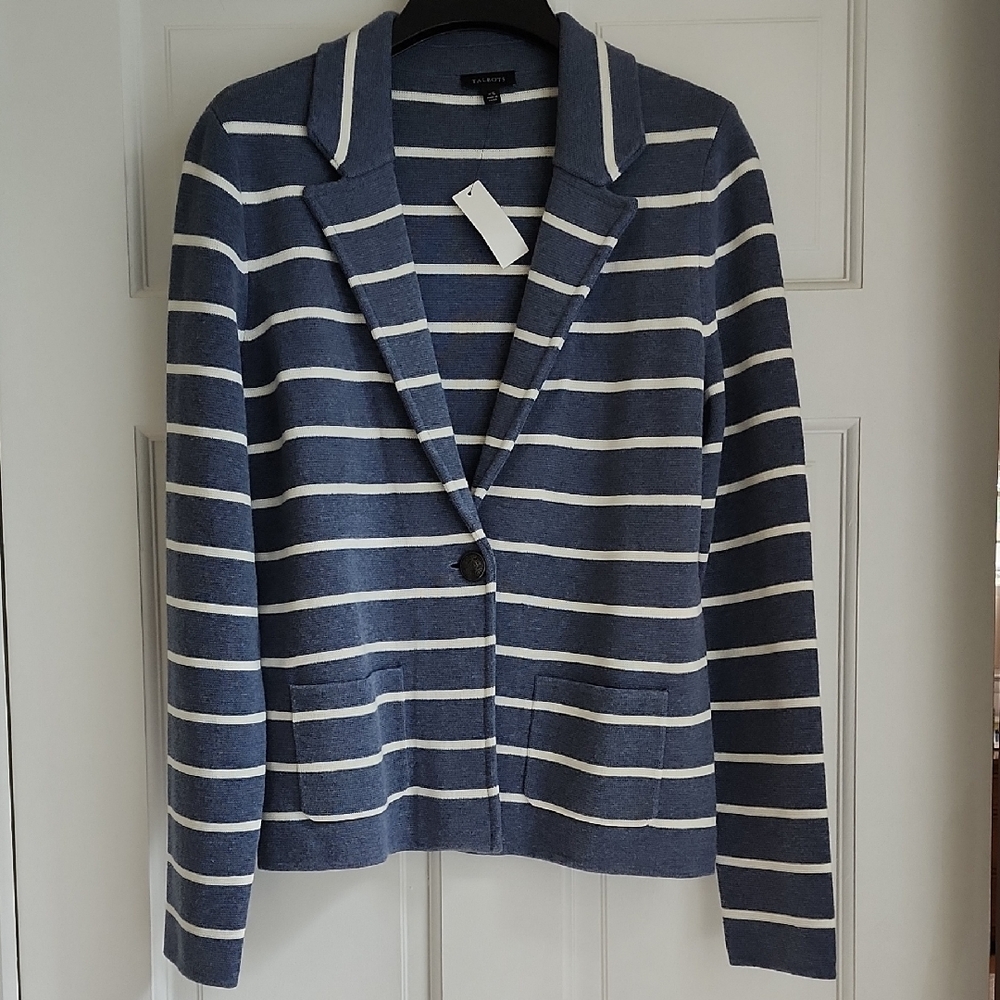 Talbots Blue and White Striped Knit Top